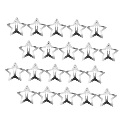 WEKADRIN 20 Stück Teiliges Silberne Stern Haarspangen Star Clips mit Schnappverschluss für Feines Dickes Haar Haarschmuck für Mädchen und Frauen Modische Dekorative Haarspangen von WEKADRIN
