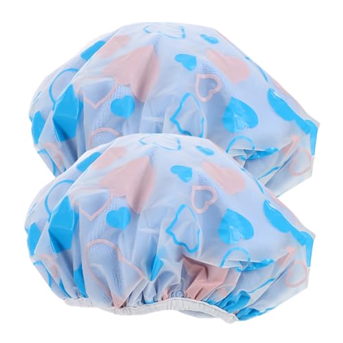 WEKADRIN 2Pcs Haarkappe haartrockner haarschutz Duschzubehör Duschhauben Große Duschhaube für Frauen Haarmütze Wiederverwendbare Duschhaube für Frauen Haarhaube zum Schlafen Eva Sky-blue von WEKADRIN