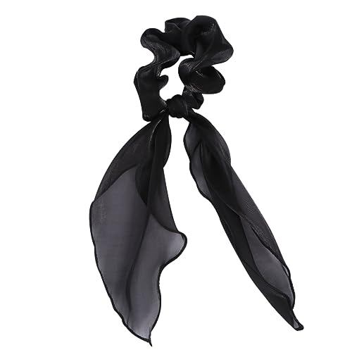 WEKADRIN 2stücke Satin Haargummis Schwarz Elastische Haarbänder Mit Schleife Für Damen Für Täglichen Gebrauch Stilvolles Haaraccessoire von WEKADRIN