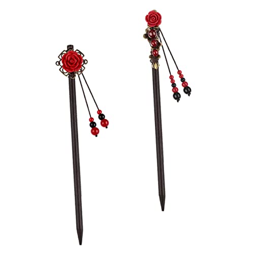 WEKADRIN 2st Haarnadel Griff Spiralförmiges Haar Haarstock Haarspangen Für Damen Haare Geflochten Ringe Haargelstift Gummibänder U-förmige Haarklammern Haarknotennetz Haarnetz Holz Coffee von WEKADRIN