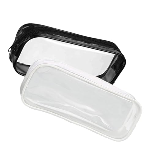 WEKADRIN 2stücke Chic Stiftetaschen Transparente Aufbewahrungstaschen Für Stifte Kosmetik Und Mehr Schwarz Und Weiß Leichtgewichtige Und wasserdichte Organizer Für Schule Und Alltag von WEKADRIN