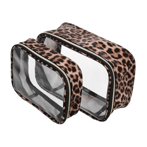 WEKADRIN 2stücke Transparente Make-up-Tasche Mit Leopardenmuster Großvolumig Kosmetiktasche Reise-Kosmetik-Organizer Für Toilettenartikel von WEKADRIN