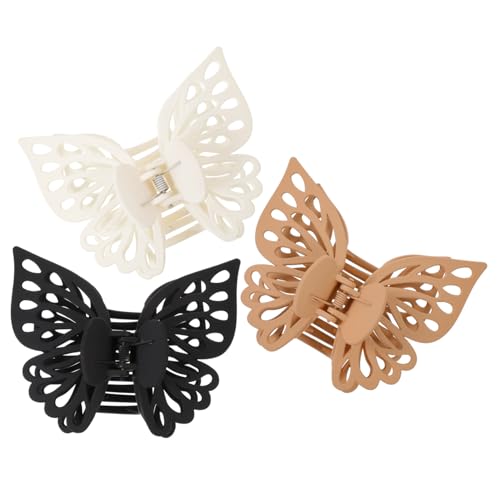 WEKADRIN 3 Stück Große Doppellagige Schmetterlings haarklammern aus Robustem Material Schmerzfrei und Langlebig für Styling Sport Kochen und Pflege Geeignet für Damen und Mädchen von WEKADRIN