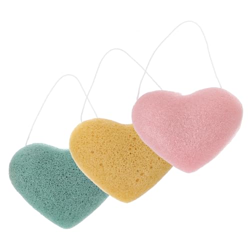 WEKADRIN 3 Stück Herzförmige Gesichtsreinigungspads Sanfte Peeling schwämme Tiefenwirksame Make up entferner Wiederverwendbare Weiche Reinigungsschwämme für Hautpflege und Tägliche von WEKADRIN