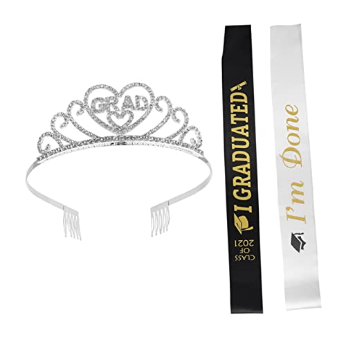 WEKADRIN 3 Stück Schulterband Krone Haaraccessoires für Graduierungsparty Sash Set mit Aufdruck Unvergessliche von WEKADRIN