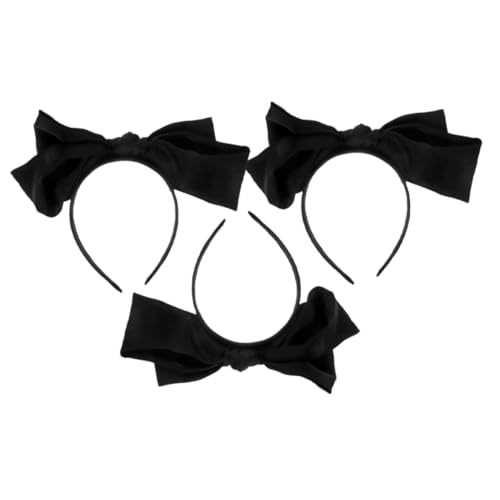 WEKADRIN 3 Stück Schwarzes Haarband mit Großer Schleife für Damen Leichtes Formbeständiges Stirnband mit Elegantem Knoten Vielseitiges Haarschmuck Teilig für Alltag und Party von WEKADRIN