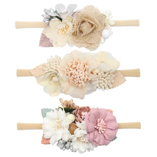 WEKADRIN 3 Stück Teiliges Blumen stirnband Weiche Hautfreundliche Haarbänder für Kleinkinder Farbenfrohe Modische Headwear für Mädchen für Fotos und Partys von WEKADRIN