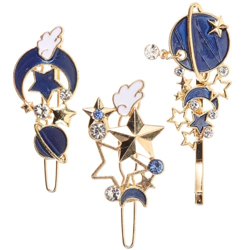WEKADRIN 3 Stück Teiliges Geometrische Haarclips für Mädchen und Frauen Modische Haarschmuck accessoires mit Stern Mond Planeten design Vielseitig Einsetzbar für Alltag und Besondere von WEKADRIN