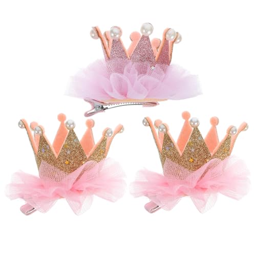 WEKADRIN 3 Stück Teiliges Mädchen Haarspangen mit Perlen Kronenmotiv Elastisch und Farblich Sortiert Modische Haarschmuck Accessoires für Junge Mädchen und Geeignet für Zufällige Farbe von WEKADRIN