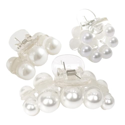 WEKADRIN 3 Stück Teiliges Perlen Haarklammer Transparente Haarklammern mit Eleganter Haargreifer für Frauen Geeignet für Haararten für Alltag Party und Pflege von WEKADRIN
