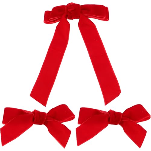 WEKADRIN 3 Stück Teiliges Rote Haarschleifen mit Alligator Clips Süße und Langlebige Haarspangen für Mädchen Kleinkinder Teens Vielseitige Haar Accessoires für Ponytail und Alltag von WEKADRIN