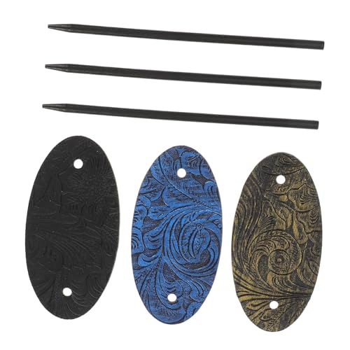 WEKADRIN 3 Stück Teiliges Vintage Haarstab Oval Damen Haarnadeln aus Stabilem Pu-leder Stilvoller Haarschmuck für Dutt Hochsteckfrisur Zuverlässiger Griff Langlebig Stilvoll in Schwarz von WEKADRIN