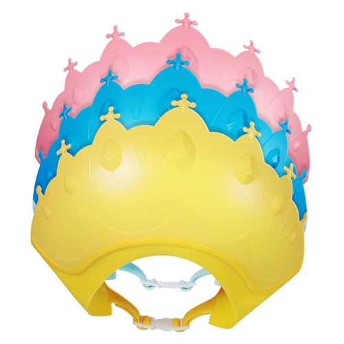 WEKADRIN 3 Stück Verstellbare Wasserdichte Haarwaschschutz Kappe mit Ohrenschutz Badehaube für Junge Mädchen und Kleinkinder Leicht Angenehm Augenschutz für Stressfreies Haarewaschen und von WEKADRIN