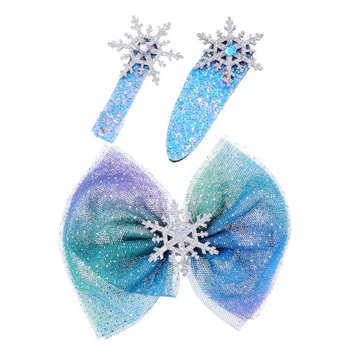 WEKADRIN 3 Stück Weihnachtliche Schneeflocken Haarklammern Teiliges mit Schleifen Haarschmuck für Mädchen Festliche Haarspangen Blau Eleganter Weihnachtskopfschmuck von WEKADRIN
