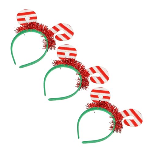 WEKADRIN 3 Stück Weihnachtlicher Haarreif Teiliges mit Zuckerstangen Design Leichter Atmungsaktiver Haarschmuck für Mädchen Festlicher Kopfschmuck für Party und Bühne von WEKADRIN
