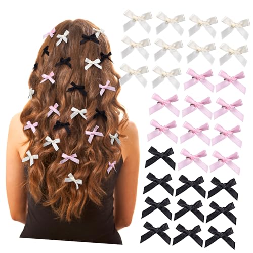 WEKADRIN 30 Stück Teiliges Mini Schleifen Haarspangen Schwarz Niedliche Bowknot Haarklammern für Frauen Langlebige Haarschleifen Clips zur Vielseitigen Haarstyling und Haarschmuck von WEKADRIN