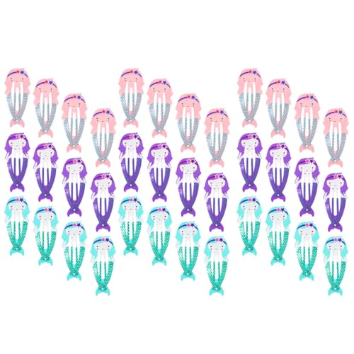 WEKADRIN 36 Stck 36 teiliges Meerjungfrau Haarspangen Glitzernde Metall Haarklammern für Mädchen Party Geburtstag Geschenk in Violett Blau Rosa von WEKADRIN