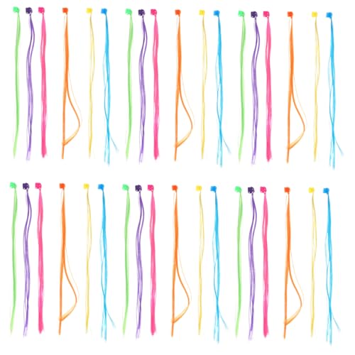 WEKADRIN 36stücke Teilige Farbige Haarverlängerungen Für Junge Mädchen Bunte Clip-in-haarverlängerungen Flechtzubehör Für Mädchen Mehrfarbige Haarteile Für Halloween von WEKADRIN