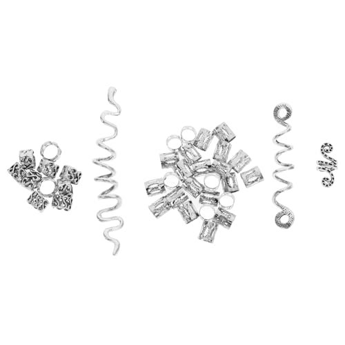 WEKADRIN 38 Stück Teiliges Braiding Jewelry aus Silberfarbenen Spiralen Leichte Dreadlock Haarmanschetten für Zöpfe Perlen und Haarschmuck Dekorative Frisur Accessoires für Alltag Party von WEKADRIN