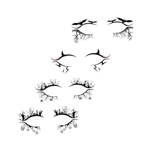 WEKADRIN 4 Paare Halloween Eyeliner Aufkleber Fledermaus Spinne Augen Make Up Sticker Selbstklebend Party Dekorationsset Einfache Anwendung für Frauen Mädchen von WEKADRIN