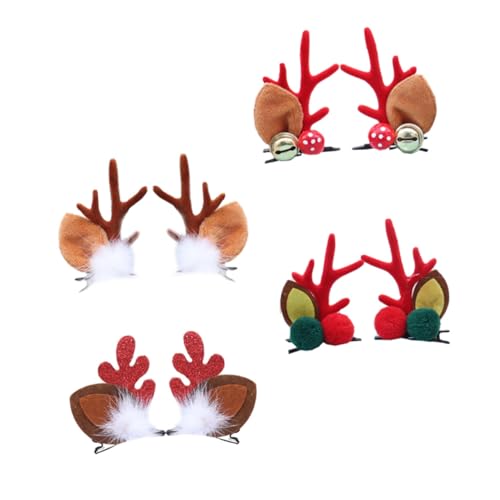 WEKADRIN 4 Paare Weihnachtliche Haarclips mit Rentier Geweih Glocken Niedliche Haarschmuck Geschenkideen für Mädchen Festliche Haarspangen für Weihnachtsfeier und Party von WEKADRIN