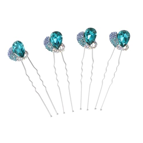 WEKADRIN 4 Stck Teiliges U Förmige Braut Haarnadeln mit Blauen Strasssteinen Langlebiger Haarschmuck für Hochzeit Verlobung Abendveranstaltung Leichtes Zubehör für Damen und Mädchen von WEKADRIN