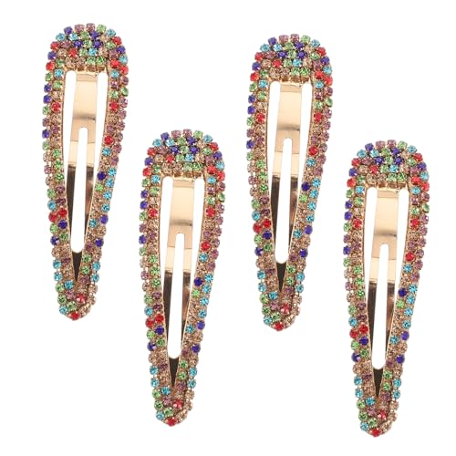 WEKADRIN 4 Stück Farbiger Diamanthaarclip Haarspangen aus Kristall Alligator-Haarspangen für dickes Haar Haarschleife mit Druckknopf Kristall- für Damen Legierung von WEKADRIN