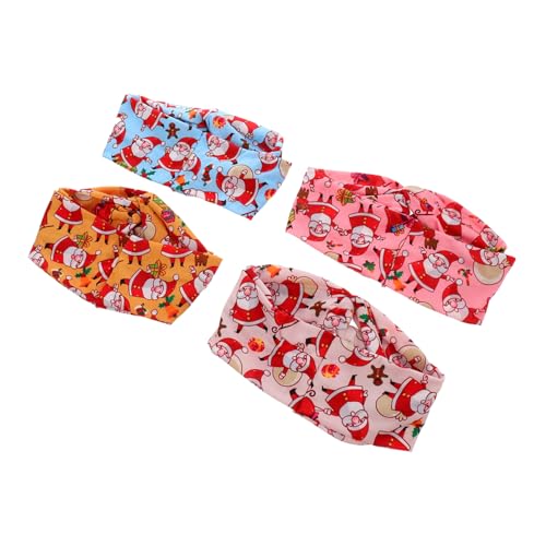 WEKADRIN 4 Stück Geknotete Elastische Haarbänder mit Weihnachtsmotiv Atmungsaktive Stoff Stirnbänder für Damen Bequemes Haarschmuck für Alltag Yoga und Sport Festliche Weihnachtsaccessoires von WEKADRIN