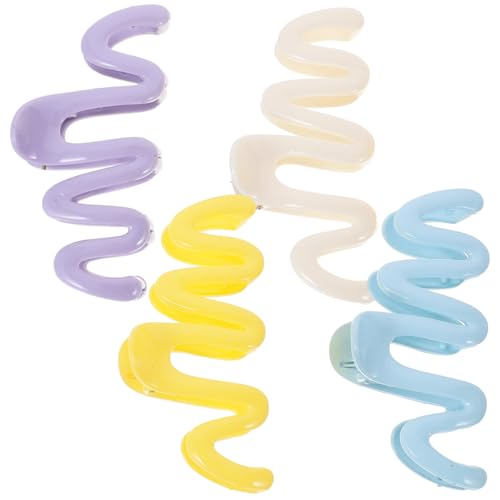 WEKADRIN 4 Stück Große Haarklammern für Dickes Haar Starke Greiffunktion Wellenförmige Bunte Haarklammern Langlebige Haarspangen Minimalistisches Stylingzubehör für Damen von WEKADRIN