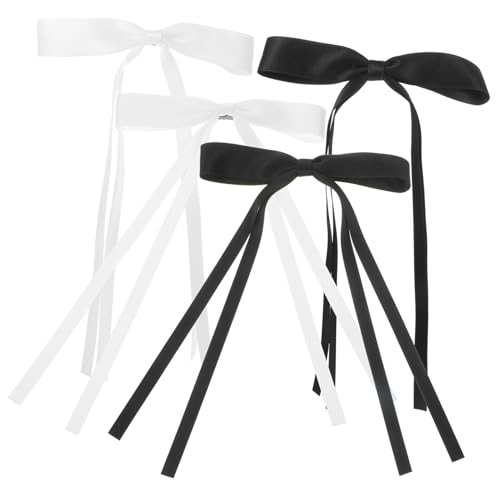 WEKADRIN 4 Stück Große Haarschleifen Haarklammern Damen Doppelter Spitzenbogen Haarspangen Metallclip Rutschfest Elegant Für Teen Mädchen Klassisch Neutral von WEKADRIN