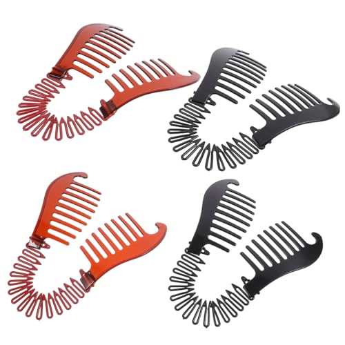 WEKADRIN 4 Stück Kunststoff Bananenspangen für Damen Langlebige Rutschfeste Haarclips in Schwarz und Kaffee Vielseitiger Haarschmuck für Pferdeschwanz Dutt und Festlichen Anlass von WEKADRIN