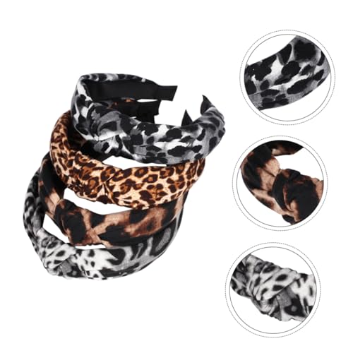 WEKADRIN 4 Stück Leopard Haarband Damen Breites Stoff Stirnband Elegant Geflochten Modisch Accessoire für Frauen und Mädchen von WEKADRIN