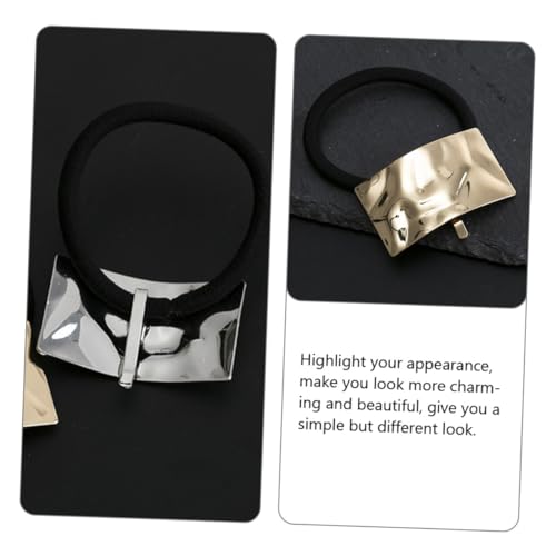 WEKADRIN 4 Stück Metal Haarbänder Elastische Ponytail Halter Metall Haargummis für Damen Leicht Strapazierfähig Haarschmuck mit Festem Sitz für Alltag Sport und Reisen Silber Gold von WEKADRIN