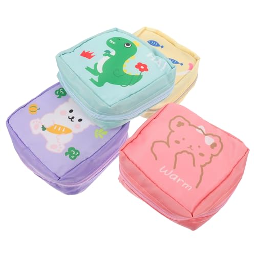 WEKADRIN 4 Stück Praktische Cartoon Mädchen Kosmetiktaschen mit Großer Kapazität Multifunktionale Münz Periodenaufbewahrungstaschen Niedliche Schminktäschchen für Damen Stilvoll und von WEKADRIN