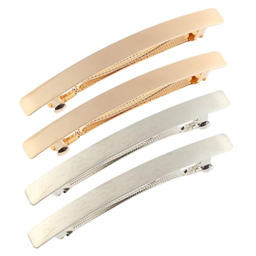 WEKADRIN 4 Stück Teiliges Feiner Damen Haarklammern aus Langlebiger Legierung Schlanker Glatter Haarclip in Gold und Silber Modische Haarspangen für Alltag und Besondere Anlässe von WEKADRIN