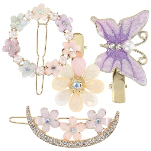 WEKADRIN 4 Stück Teiliges Haarklammer Damen Modische Schmetterling haarspangen mit Strassbesatz Langlebige Metall haarklammern Vielseitig Einsetzbar für Verschiedene Frisuren und Festliche von WEKADRIN