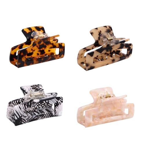 WEKADRIN 4 Stück Teiliges Haarklammer Mittlere Geometrische Acetat Haarkralle für Frauen und Mädchen Fester Griff für Dickes und Dünnes Haar Vielseitig für Alltag Make Up und Bad von WEKADRIN