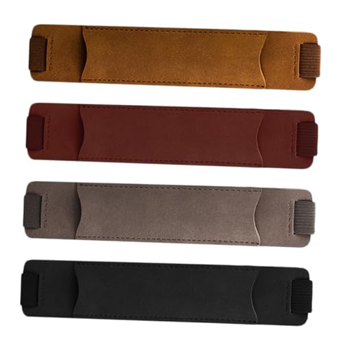 WEKADRIN 4 Stück Teiliges Leder Stiftetui mit Elastischem Band Kratzfeste Stifthüllen in Schwarz Braun und Weinrot Langlebiger Schutz für Füllfederhalter und Notizbuch Geeignet von WEKADRIN