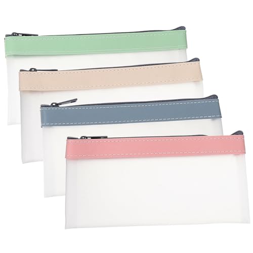 WEKADRIN 4 Stück Teiliges Leichtes Federmäppchen TPU Transparenter Stiftetui mit Reißverschluss Geräumiger Schreibwaren Organizer für Schule und Büro Tragbar für Schüler und Erwachsene von WEKADRIN