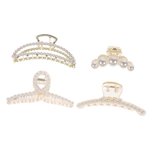 WEKADRIN 4 Stück Teiliges Perlen Haarspangen für Dickes Haar Robuste Haarklammern Geeignet für Frauen und Mädchen Praktische Haarschmuck Clips für Alltag Büro und Reisen von WEKADRIN
