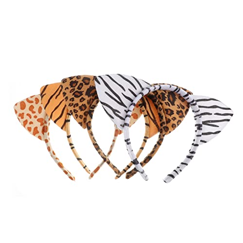 WEKADRIN 4 Stück Teiliges Plüsch Tierohren Haarreif mit Leopardenmuster Weiche Cosplay Kopfbedeckung für Mädchen Geeignet für Halloween Karneval und Partyspaß von WEKADRIN