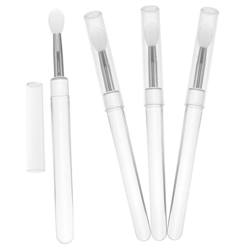 WEKADRIN 4 Stück Teiliges Silikon Lippenpinsel mit Staubschutzdeckel Wiederverwendbare Lippenstift Applikatoren Weiche Make Up Pinsel für Lippenmaske und Lidschatten Langlebig und von WEKADRIN