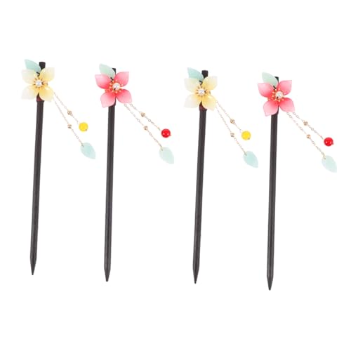 WEKADRIN 4 Stück Vintage Haarschmuck Chinesische Haarschützer mit Quasten Stilvolle Haarstäbchen für Damen Blumen design Geeignet für Hochzeiten Feiern Alltag und Geschenke von WEKADRIN