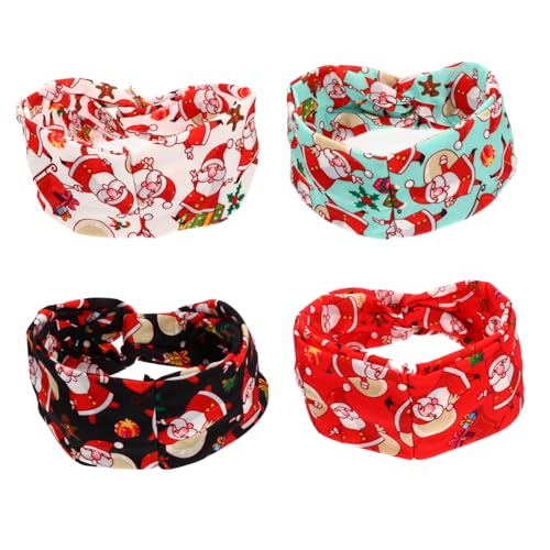 WEKADRIN 4 Stück Weihnachtliches Haarband mit Elastischem Stretch Atmungsaktivem Stoff Schweißabsorbierend Vielseitig für Sport Yoga und Alltag Damen und Herren Festliches Design in Rot von WEKADRIN