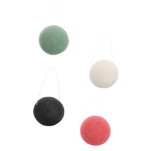 WEKADRIN 4 Stück Wiederverwendbare Gesichtsschwämme aus Natürlichem Konjak Sanftes Reinigungs und Makeup Entfernungstool für Porentiefe Pflege und Glatte Haut Gemischte Farben von WEKADRIN