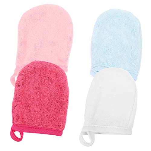 WEKADRIN 4stücke Mikrofaser Reinigungshandschuhe Für Gesicht Make-up Entfernung Weich Und Bequem Für Frauen Und Mädchen Zum Waschen Und Abschminken von WEKADRIN