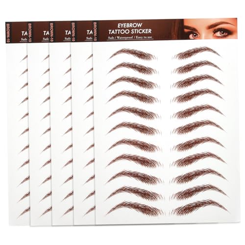 WEKADRIN 5 Blätter Realistische Augenbrauen Aufkleber Wasserfest Simulation Tätowierung für Natürliches Augenbrauen-shaping Geeignet bei Ungleichmäßigen und Fehlenden Brauen von WEKADRIN