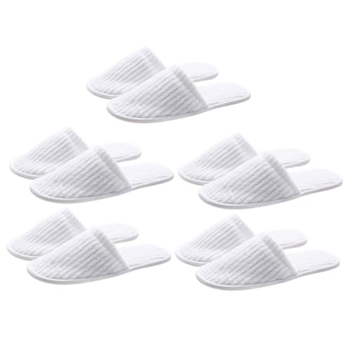 WEKADRIN 5 Paare Einweg Hausschuhe Damen Herren Weiche Leichte Rutschfeste Spa Slipper aus Fleece Atmungsaktiv Bequem für Hotel Reise Zuhause und Beauty Salon Universalgröße von WEKADRIN