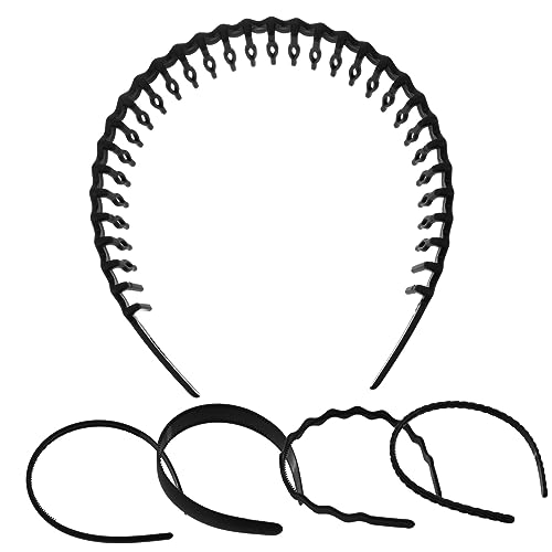 WEKADRIN 5 Stück Teiliges Damen Stirnband mit Zähnen Rutschfeste Haarbänder aus Kunststoff für Gesichtswäsche und Sport Haarschmuck für Verschiedene Anlässe von WEKADRIN