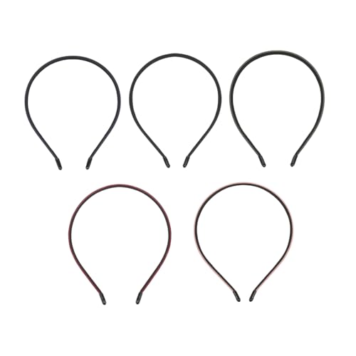 WEKADRIN 5 Stück Teiliges Dünnes Stirnband aus Leder für Damen Leichte Bequeme Haarschmuck Streifen in Dunkelgrün Rot und Schwarz für Make Up und Gesichtsreinigung von WEKADRIN